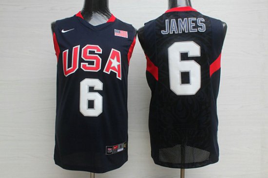 Nike Team USA 2008 Olympics LeBron James 6 Basketball Jersey Blue